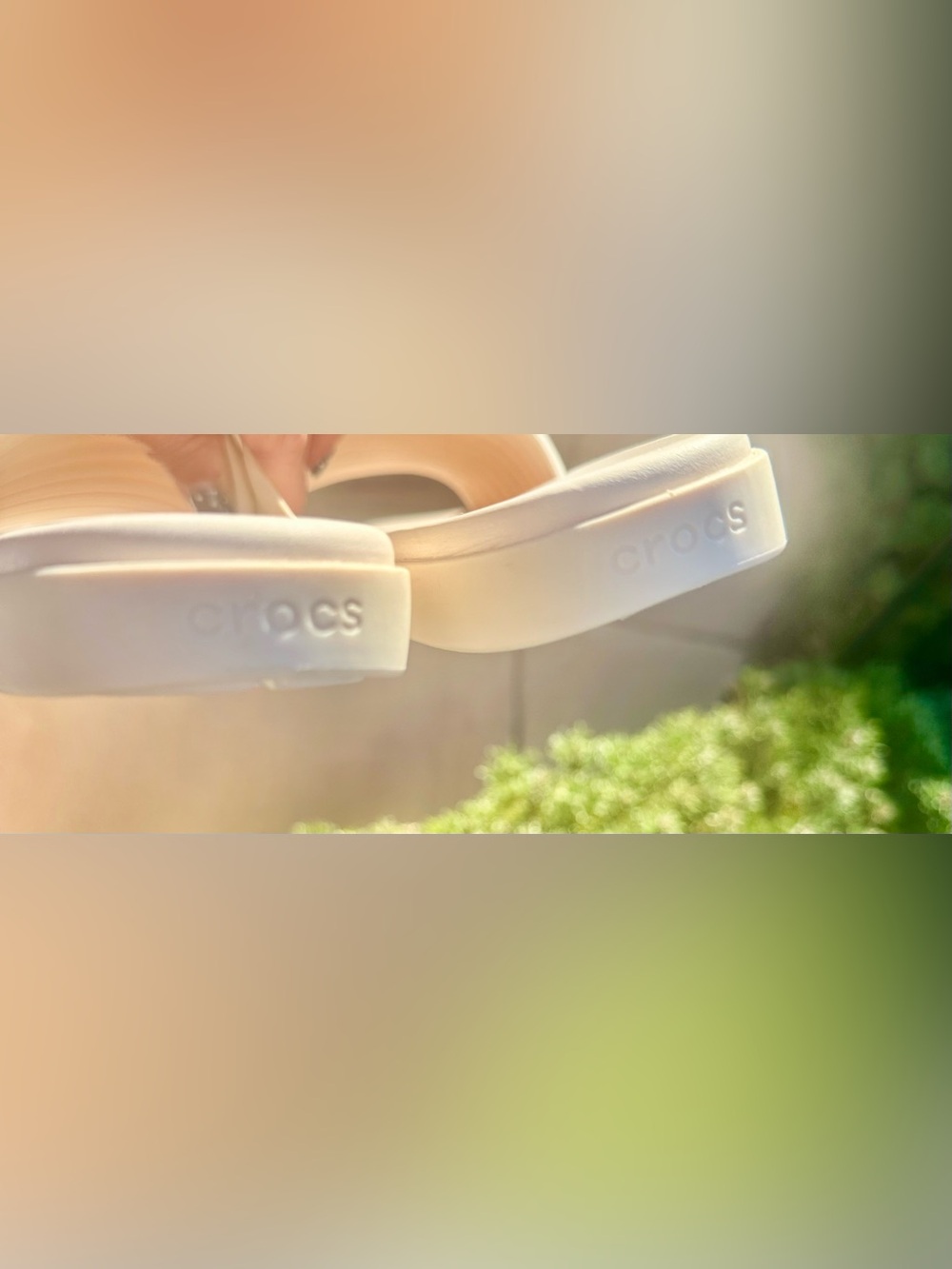 CROCS Ribbed Slide Sandals in Cream White - Picture 5 of 8